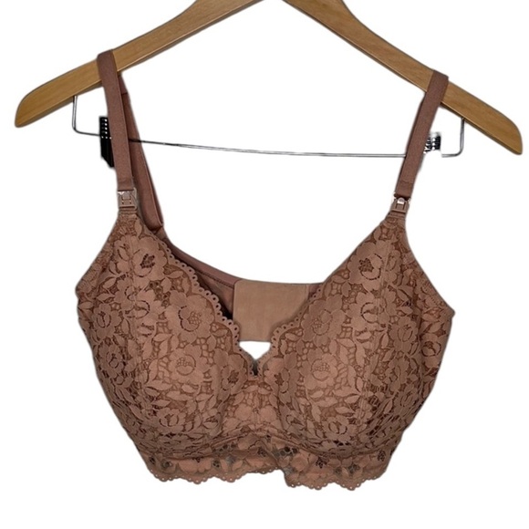 Momanda Coffee Cream Nursing Lace Bra Women Size 36F - Picture 1 of 5